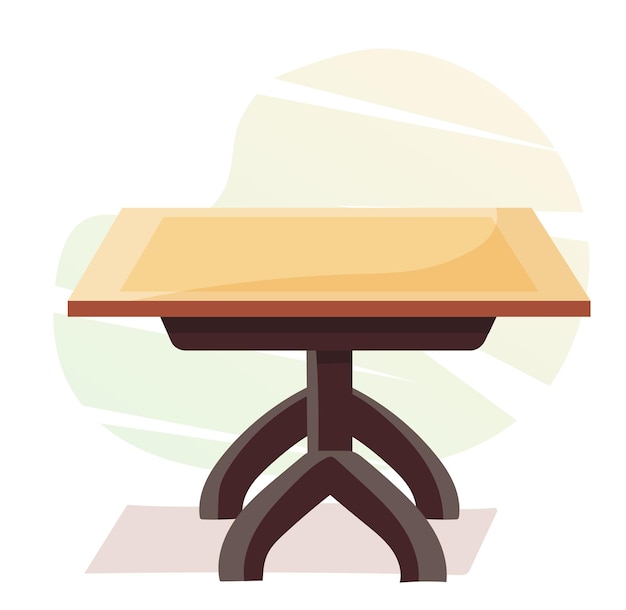 Mesas de madeira para casa em estilo plano e cartoon mesa para escritório de rua e restaurante conjunto de ilustrações vetoriais para decoração e design