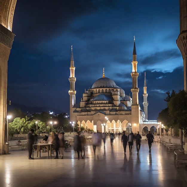 mesquita azul à noite