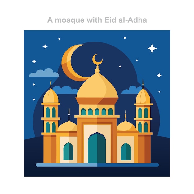Mesquita celebrando o Eid al-Adha sob a lua