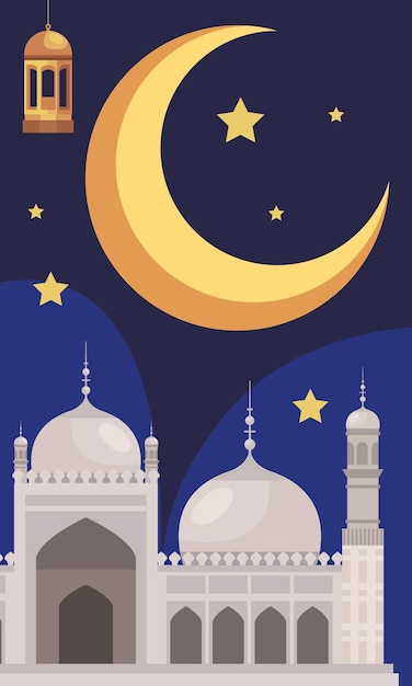 Mesquita e lua crescente dourada