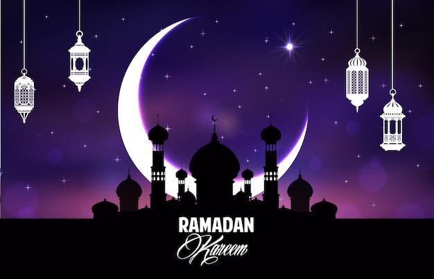 Mesquita muçulmana da meia-noite com lanternas de lâmpada árabe