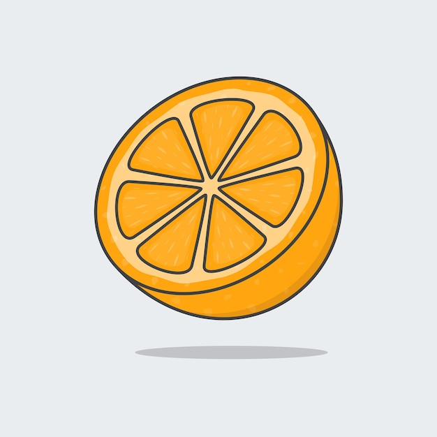 Vetor metade da ilustração vetorial dos desenhos animados laranja fresca ícone plano laranja