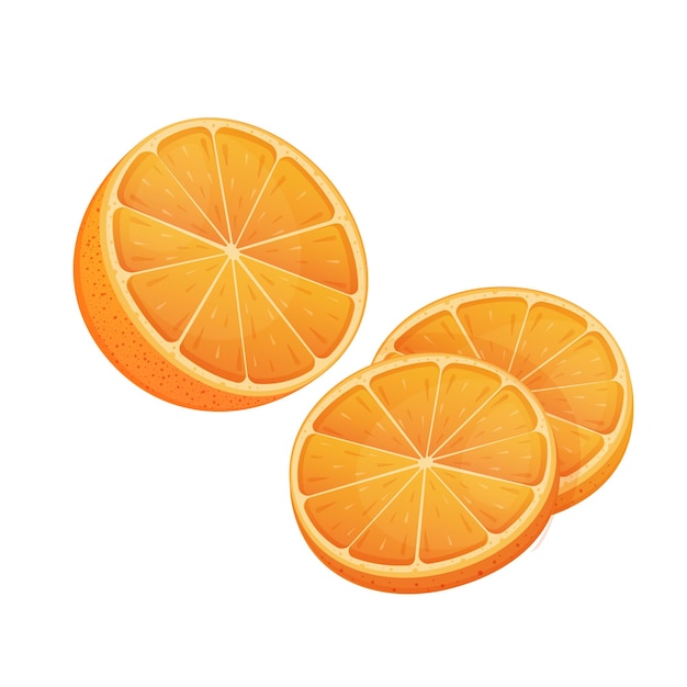 Vetor metade de uma ilustração vetorial de laranja e fatias de laranja