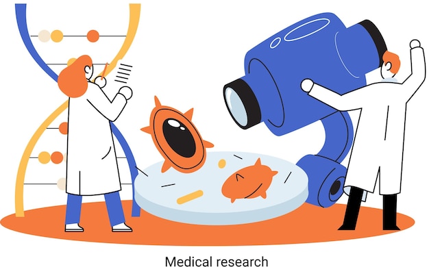 Metáfora de pesquisa médica Serviços de diagnóstico de laboratório Cientistas trabalham equipamento e microscópio Virologistas laboratórios de clínica química microbiologia pesquisa farmacêutica Descoberta de vacinas