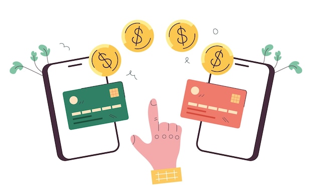 Métodos de pagamento on-line internet transações eletrônicas de transferência bancária em dinheiro e pagamentos eletrônicos