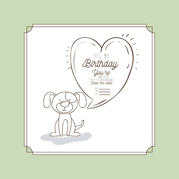 Meu cartão de aniversário mão desenhar ilustração vetorial animal design