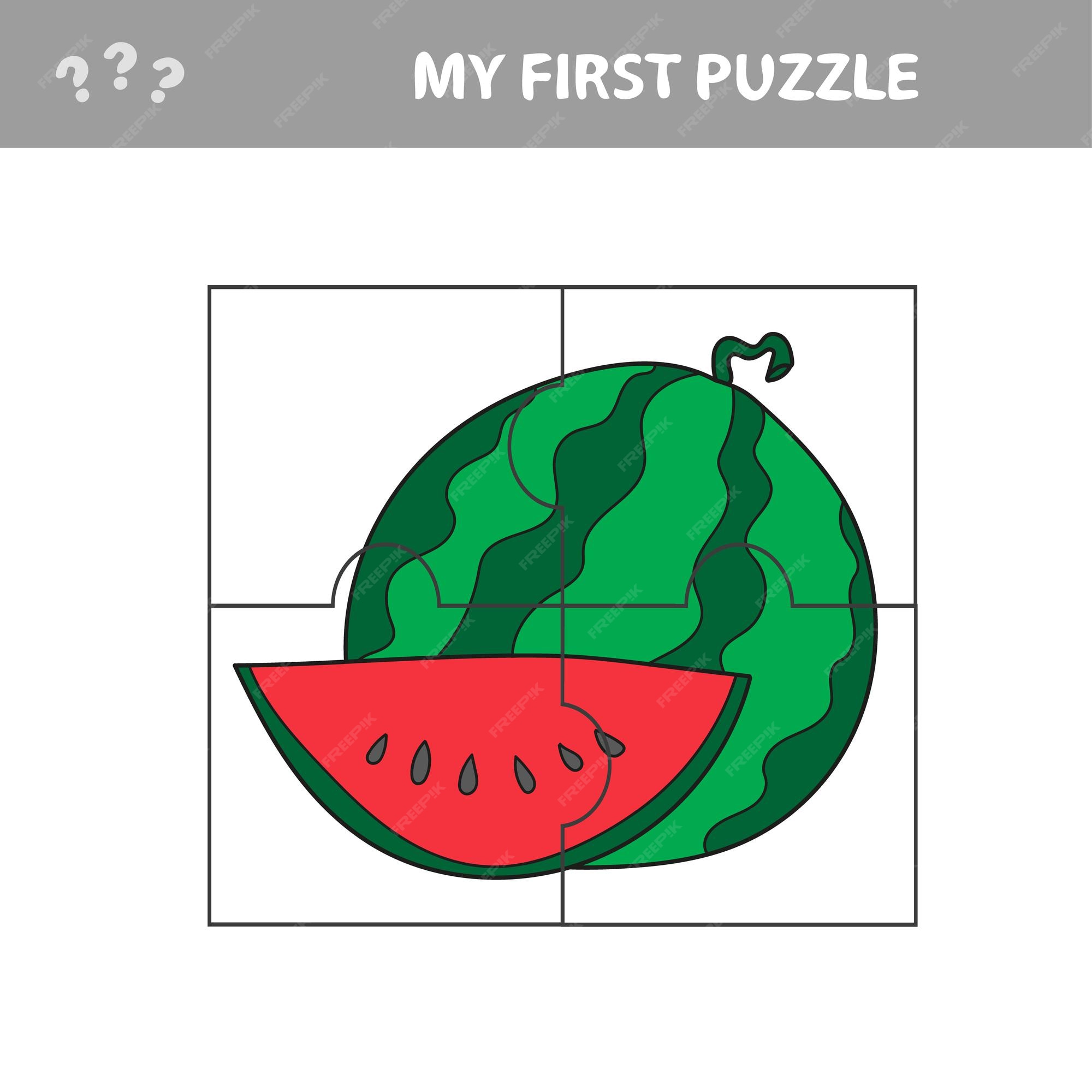 Meu primeiro quebra-cabeça - jogo de papel educativo fácil para crianças.  aplicativo infantil simples com melancia