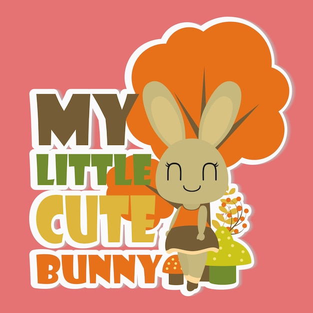 Vetor meus desenhos animados bonitos pequenos do coelho para o t-shirt do miúdo