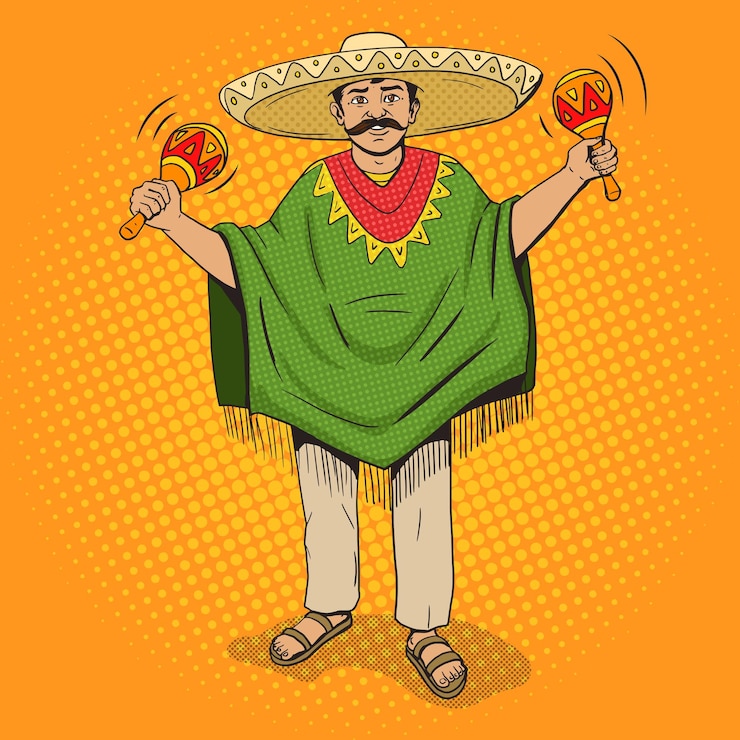 Vetor mexicano com vetor de estilo pop art maracas