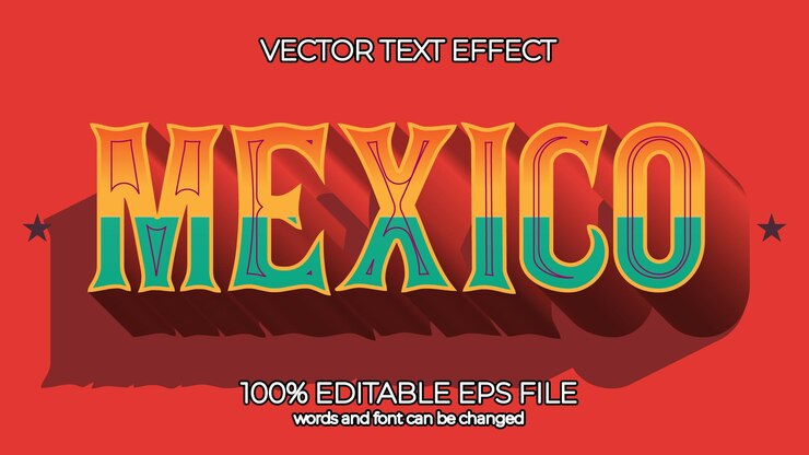 Vetor mexico efeito de texto editável estilo eps efeito de texto editável