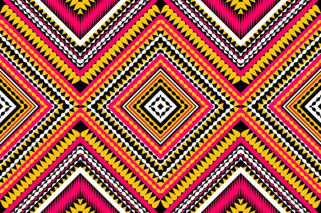 Vetor méxico padrão desenhos étnicos formas geométricas cor triangular gota de lágrima ikat preto rosa amarelo