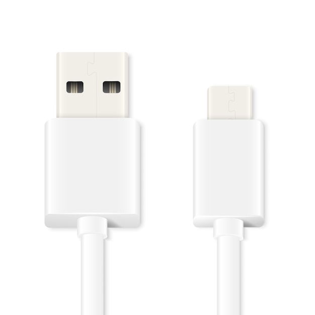 Micro usb cable.isolated em branco