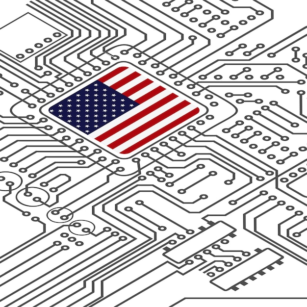 Microchip dos EUA da perspectiva do circuito elétrico