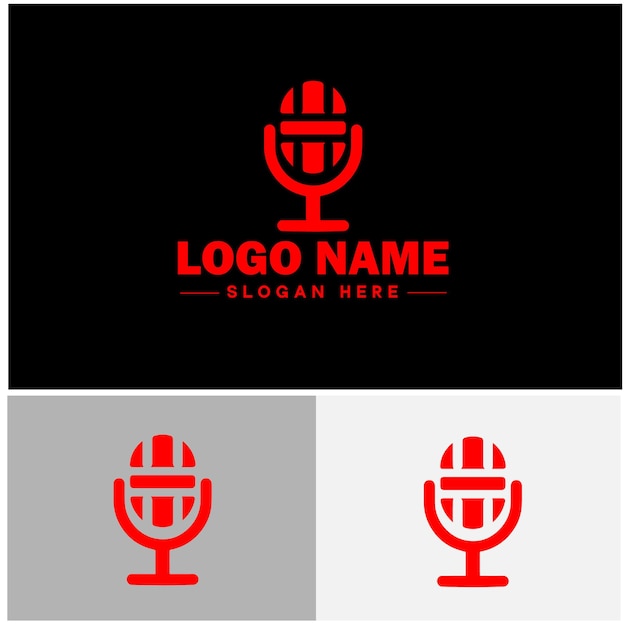 Vetor microfone conceito de gravação de podcast som de música ícone de logotipo vetor para marca de negócios aplicativo ícone de modelo de logotipo de microfone