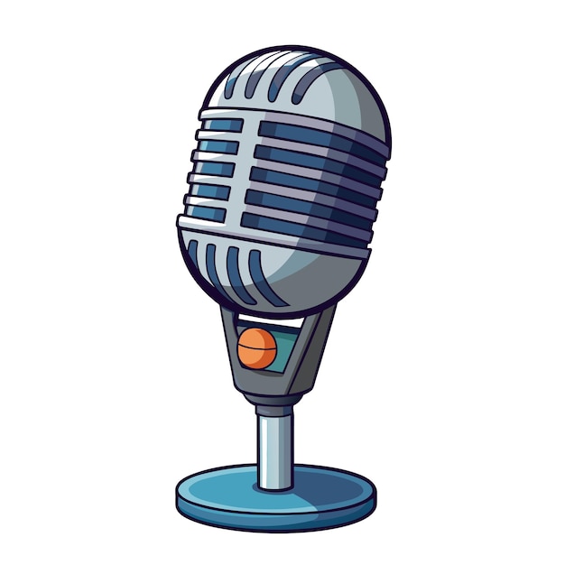 microfone de karaokê de metal estilo de desenho animado em fundo branco