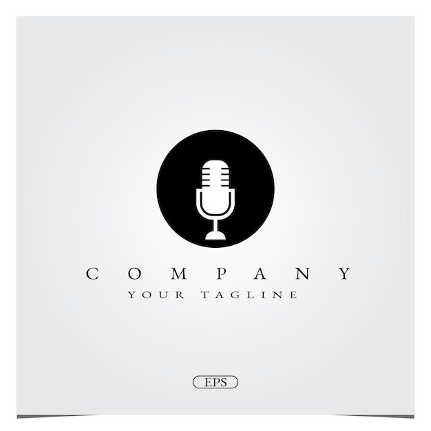 Microfone de microfone simples com círculo preto para logotipo de gravação de rádio de podcast vetor de modelo elegante premium eps 10