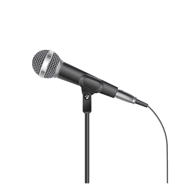 Microfone isolado em fundo branco