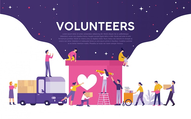 Vetor mídia de ilustração de voluntariado