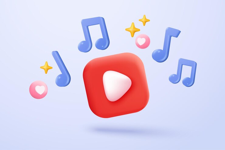 Vetor mídia social 3d reproduz vídeo em segundo plano botão de reprodução redondo para iniciar multimídia com conceito colorido de reprodução de áudio de vídeo botão de player de mídia 3d ícone de renderização ilustração vetorial