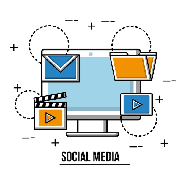 mídia social computador e-mail pasta de vídeo do filme
