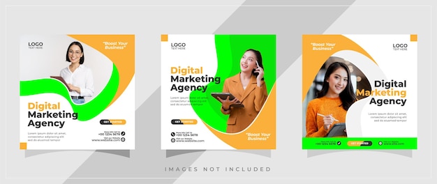 Mídia social corporativa de marketing digital e modelo de postagem no Instagram