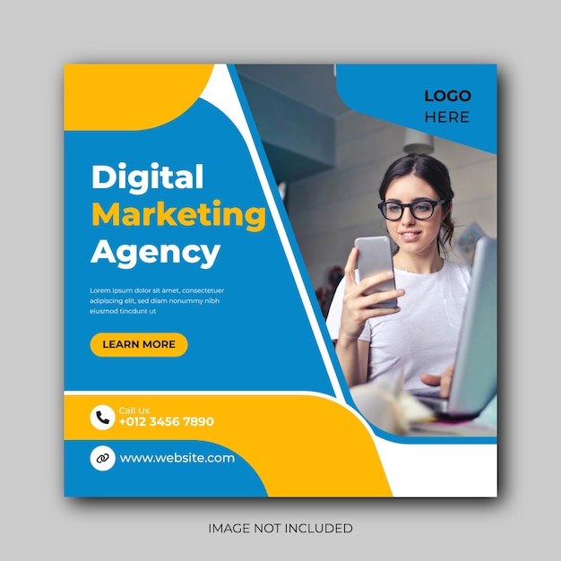 Mídia social da agência de marketing digital e modelo de banner de postagem do Instagram