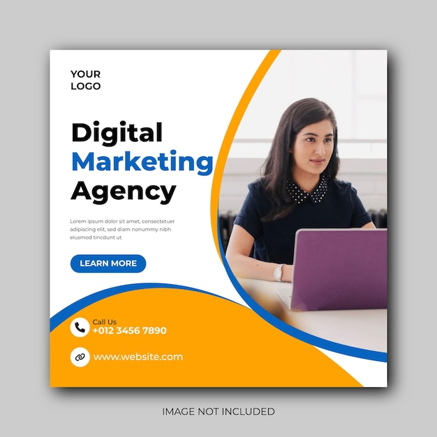 Mídia social da agência de marketing digital e modelo de banner de postagem do instagram