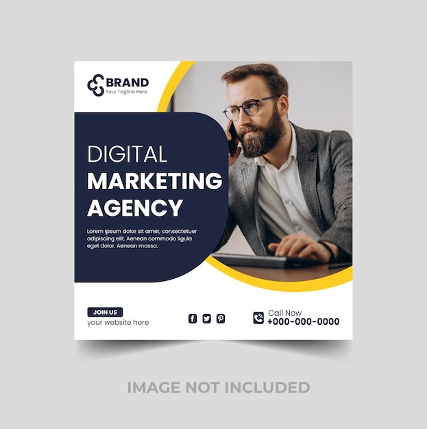 Mídia social da agência de marketing digital e modelo de postagem do Instagram