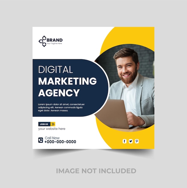 Mídia social da agência de marketing digital e modelo de postagem do Instagram