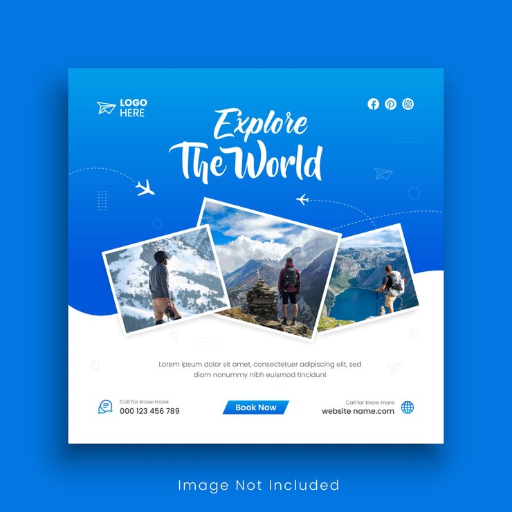 Mídia social de férias de viagem e design de postagem no instagram