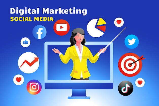 Mídia social de marketing digital e análise de dados