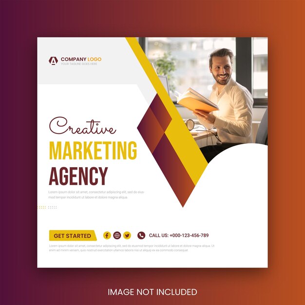Mídia social de marketing digital e banner de modelo de postagem no instagram