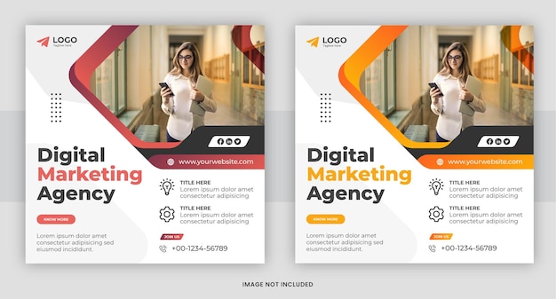 Mídia social de marketing digital e modelo de design de postagem do instagram