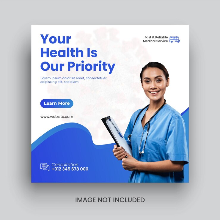 Mídia social de saúde médica e modelo de banner de postagem do Instagram