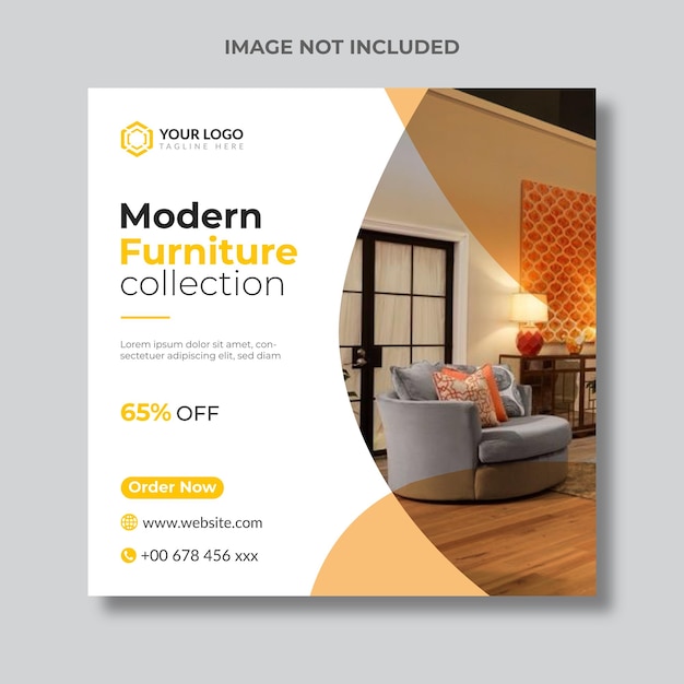 Mídia social de venda de móveis e modelo de postagem do instagram em formato vetorial