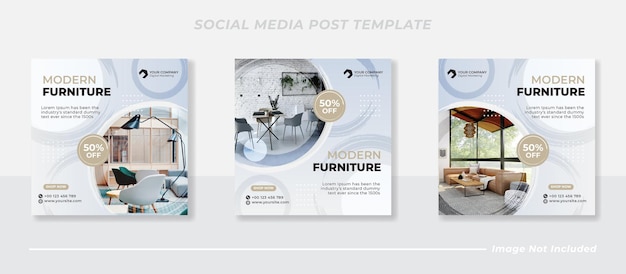 Mídia social do furniture e modelo de postagem do instagram