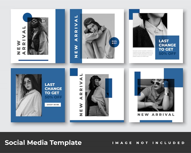 Mídia social instagram feed post banner bundle Premium