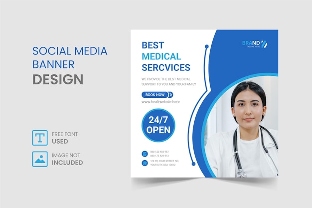 Vetor mídia social médica postar design de banner web instagram