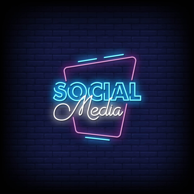 Mídia social neon signs style text vector