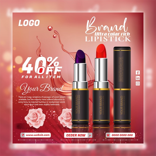 mídia social postlipstick marca de batom