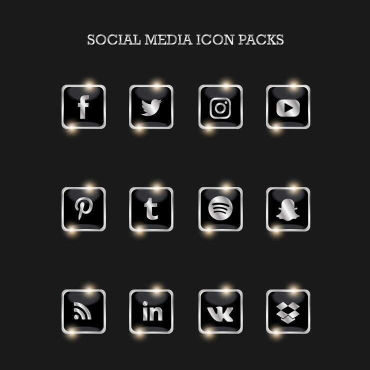Mídias Sociais Icon Packs Square Silver