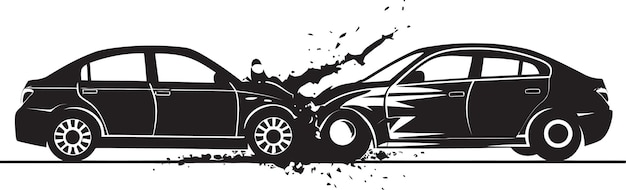 Vetor midnight monochrome black car accident logo icon catastrophic noir vector desenho do símbolo do acidente de carro