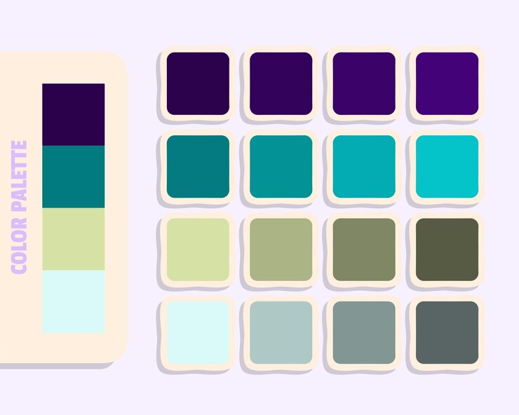 Vetor midnightblue teal palegoldenrod lightcyan teoria da cor combinação de cores design e ideia de edição