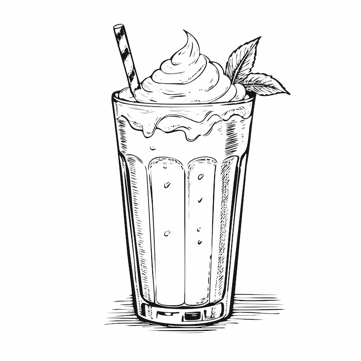 Vetor milkshake bebida menu de bebidas água líquida estilo de esboço