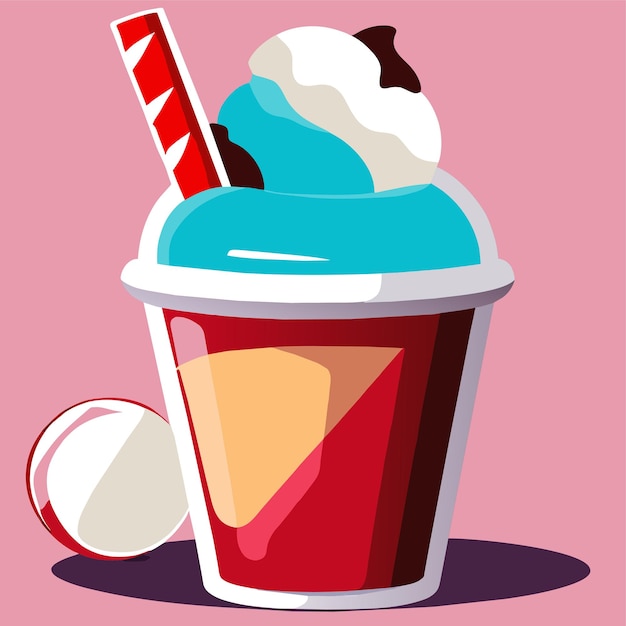 Milkshake com ilustração vetorial de marshmallow