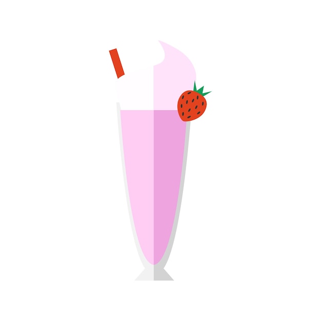 Milkshake de morango. design plano