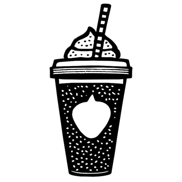 Milkshake de morango em ilustração vetorial de copo de plástico