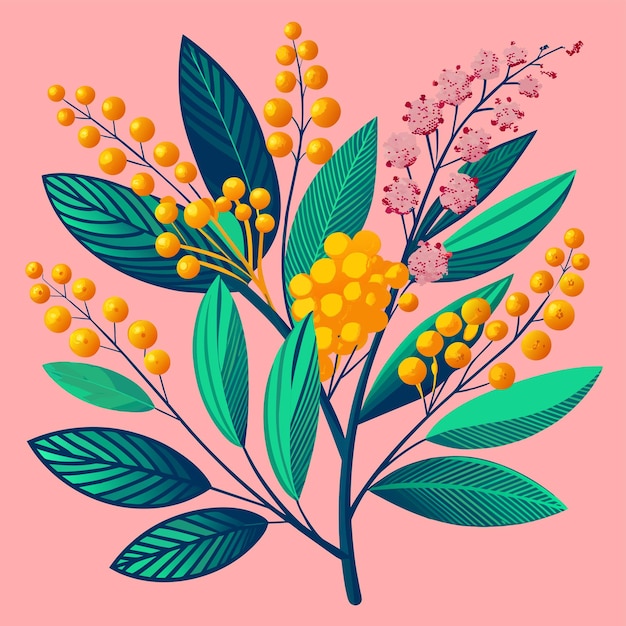 Vetor mimosa floral flower vector illustration