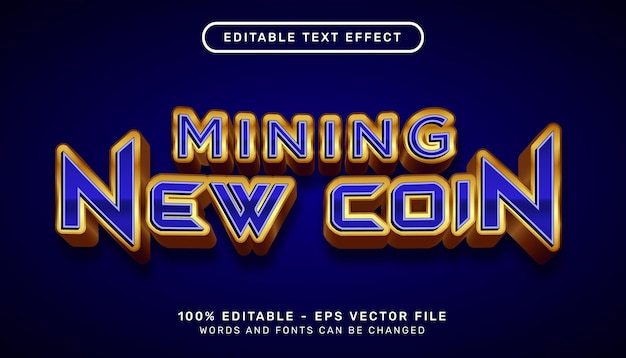 Mineração moeda negociação efeito de texto 3d e efeito de texto editável
