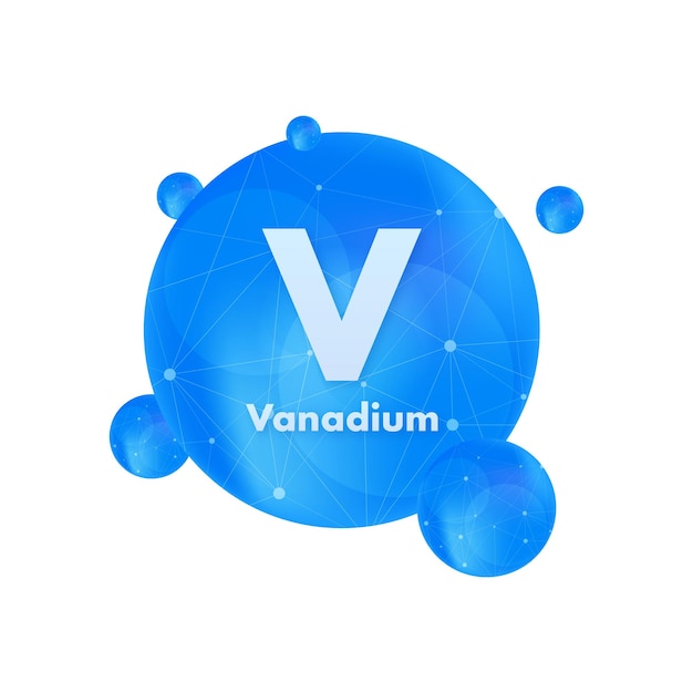 Mineral v vanadium azul ícone brilhante da cápsula da pílula vector ilustração stock